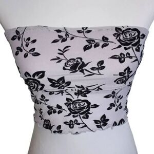 FOREVER 21 LAVENDER & BLACK FLORAL TUBE CROP TOP SZ.XS NWT.